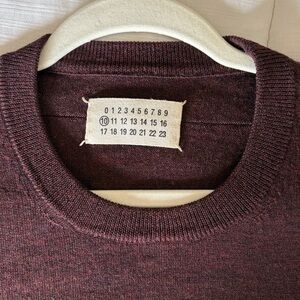 Maison Martin Margiela Maroon Crewneck long sleeve wool jumper x-large